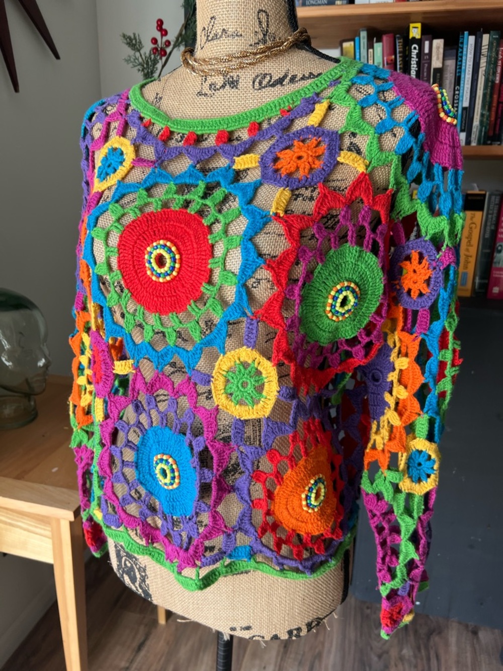 Colorful Crochet Circle Motif Sweater - Picture 2 of 6